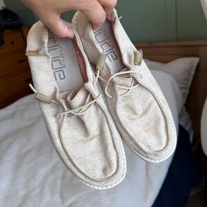 Hey Dude Wendy Slip Ons in Chambray White Nut